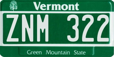 VT license plate ZNM322