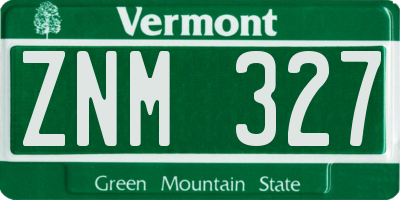 VT license plate ZNM327