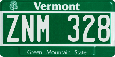 VT license plate ZNM328