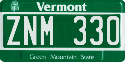 VT license plate ZNM330