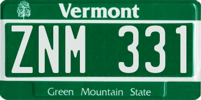 VT license plate ZNM331