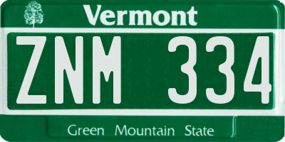 VT license plate ZNM334