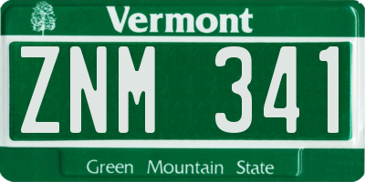 VT license plate ZNM341