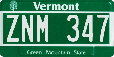 VT license plate ZNM347