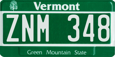 VT license plate ZNM348