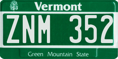 VT license plate ZNM352