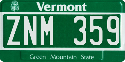VT license plate ZNM359