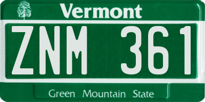 VT license plate ZNM361