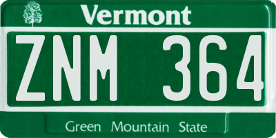 VT license plate ZNM364