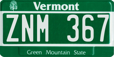 VT license plate ZNM367