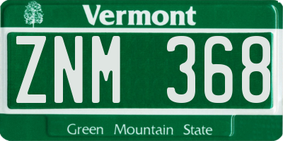 VT license plate ZNM368