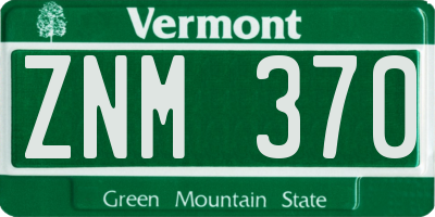 VT license plate ZNM370