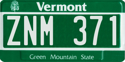 VT license plate ZNM371