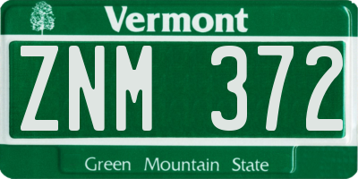 VT license plate ZNM372