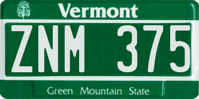 VT license plate ZNM375