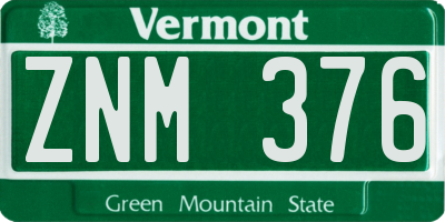 VT license plate ZNM376