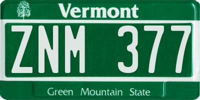 VT license plate ZNM377