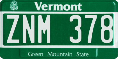 VT license plate ZNM378