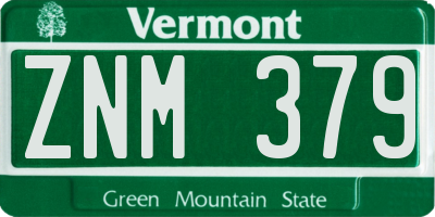 VT license plate ZNM379