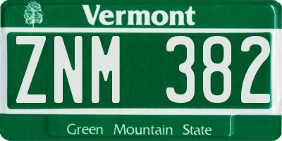 VT license plate ZNM382