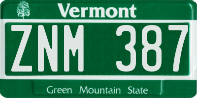 VT license plate ZNM387