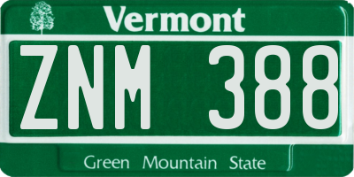 VT license plate ZNM388