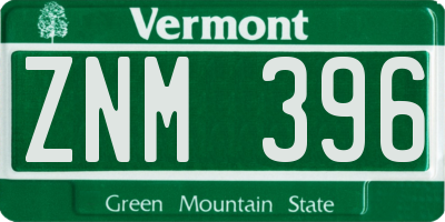 VT license plate ZNM396