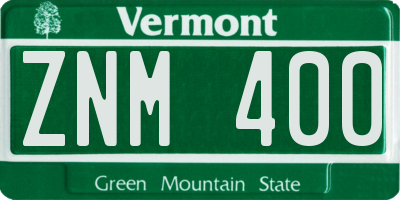 VT license plate ZNM400