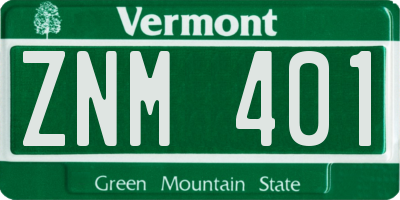 VT license plate ZNM401