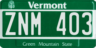 VT license plate ZNM403