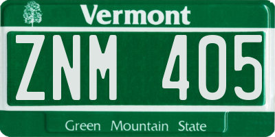 VT license plate ZNM405