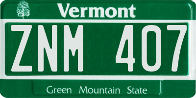 VT license plate ZNM407