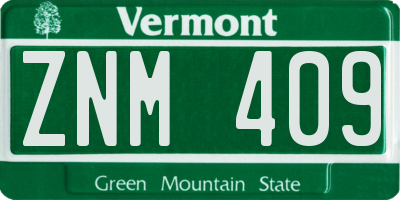 VT license plate ZNM409