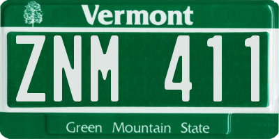 VT license plate ZNM411