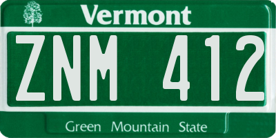 VT license plate ZNM412