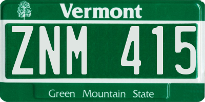 VT license plate ZNM415