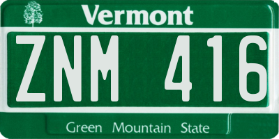 VT license plate ZNM416