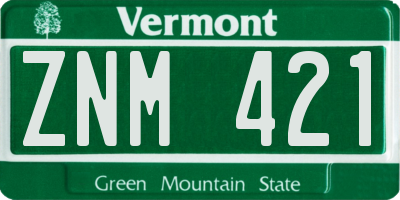VT license plate ZNM421
