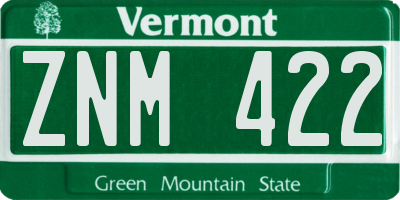 VT license plate ZNM422