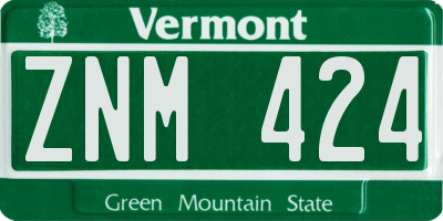 VT license plate ZNM424