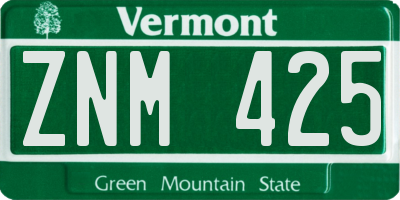 VT license plate ZNM425