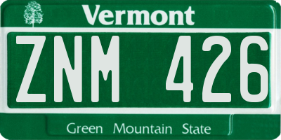 VT license plate ZNM426