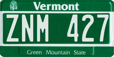 VT license plate ZNM427