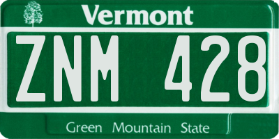 VT license plate ZNM428