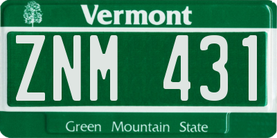 VT license plate ZNM431