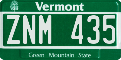 VT license plate ZNM435