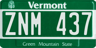 VT license plate ZNM437