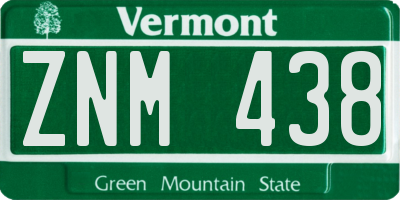VT license plate ZNM438