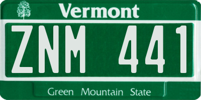 VT license plate ZNM441