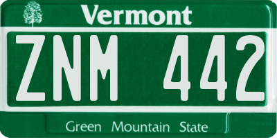 VT license plate ZNM442